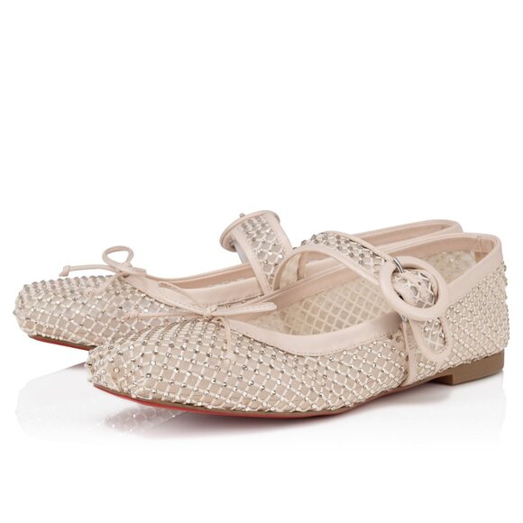 Christian Louboutin MAMASTRAPITINA Strass Crystal Mesh Ballerina Flats - Picture 1 of 16